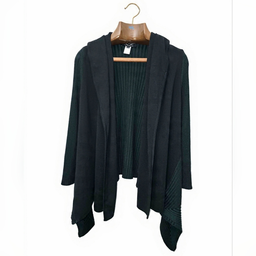 Angel Black Art To Wear Italian Wool Open Front Cardigan Y2K 90's  Artsy Flowy